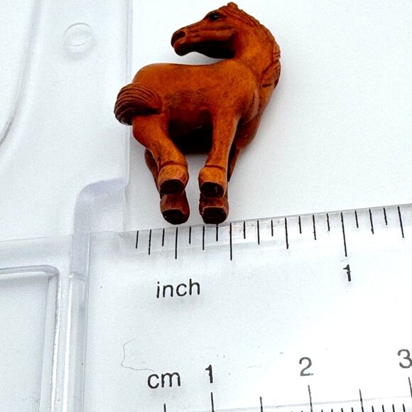 Ojime Bead Netsuke Horse Hand-Carved Boxwood Signed Figurine - Picture 3 of 9